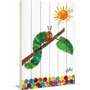 Eric Carle Crawling Caterpillar 2 Art Print on White Pine Wood