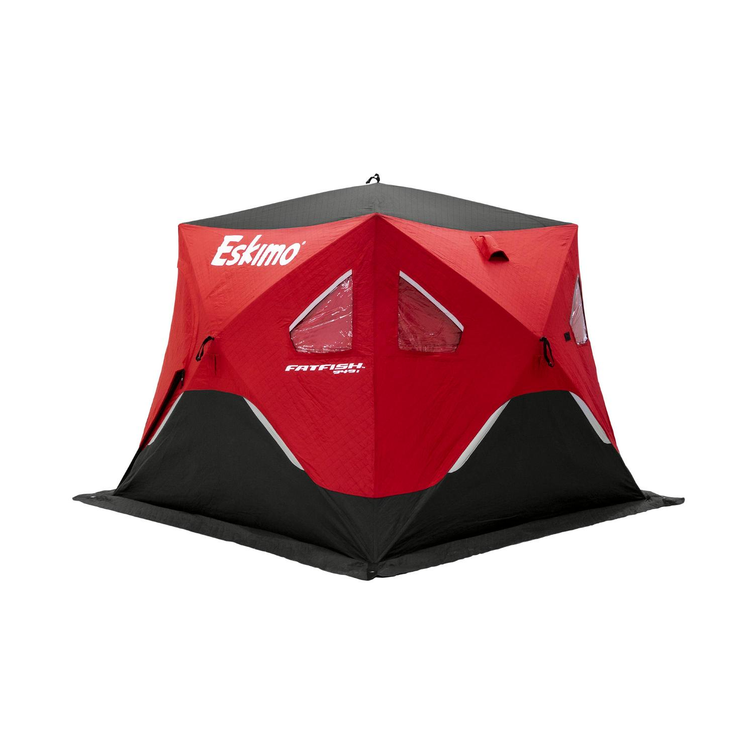 Eskimo FatFish™ 949i, Pop-up Portable Ice Shelter, Insulated, Red/Black, 3-4 Person Capacity, FF949i