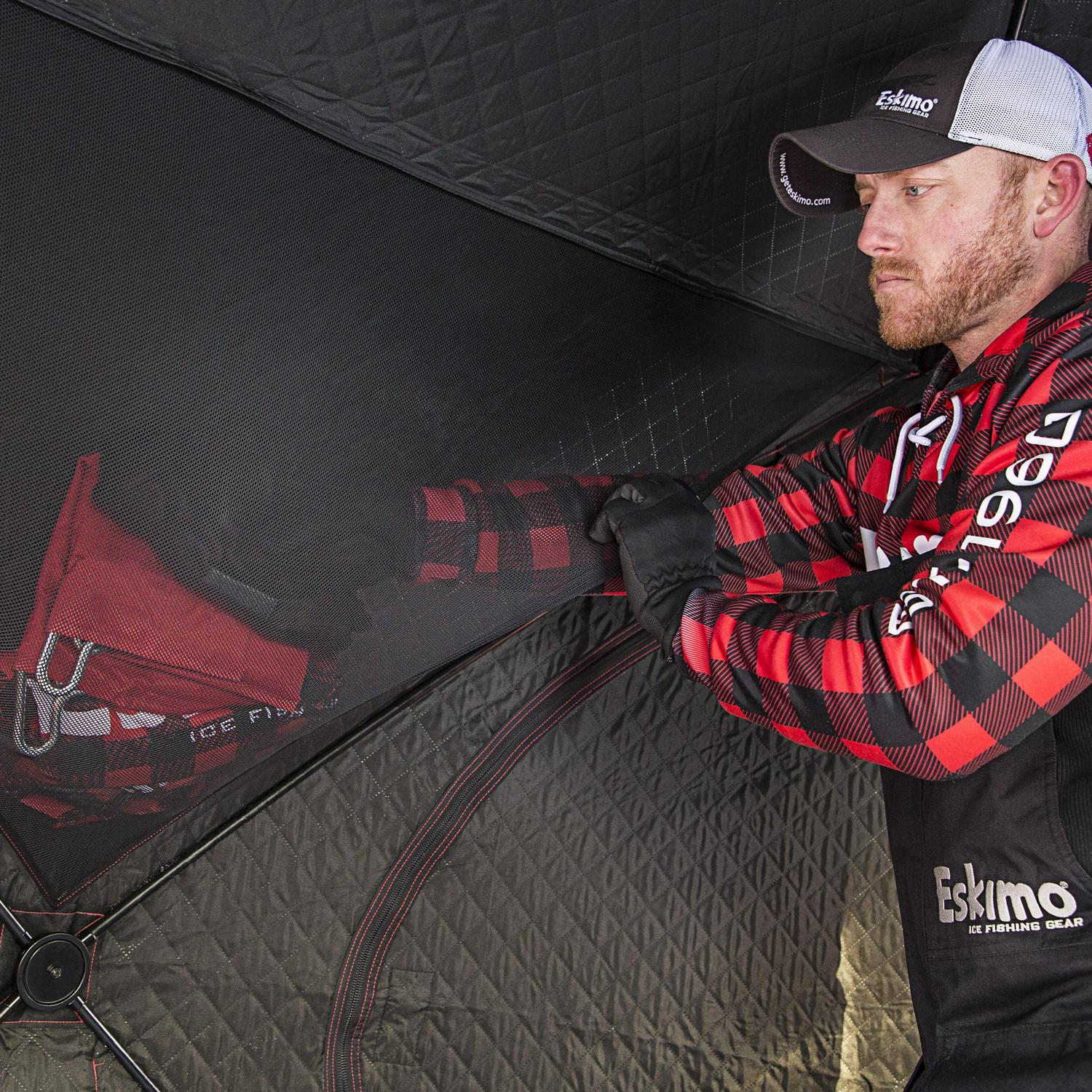 Eskimo FatFish™ 949i, Pop-up Portable Ice Shelter, Insulated, Red/Black, 3-4 Person Capacity, FF949i - Image 3