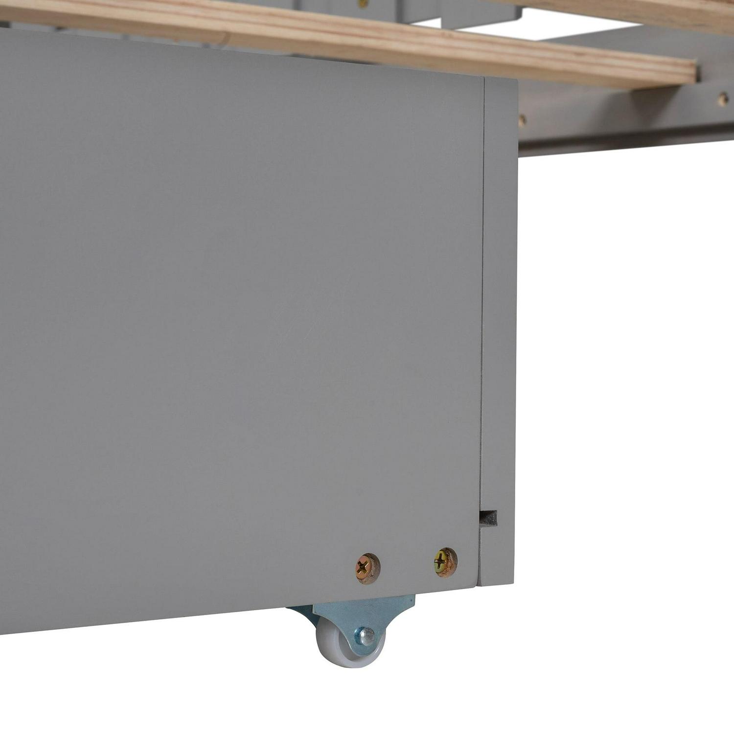 Euroco Twin Size Platform Bed, House Bed with Fence for Kids, Gray - Image 13