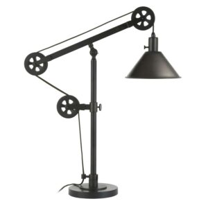 Evelyn&Zoe 29" Traditional Metal Table Lamp with Pulley System and Cone Metal Shade