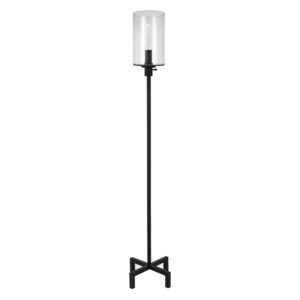 Evelyn&Zoe Industrial Metal Floor Lamp with Seeded Glass Shade