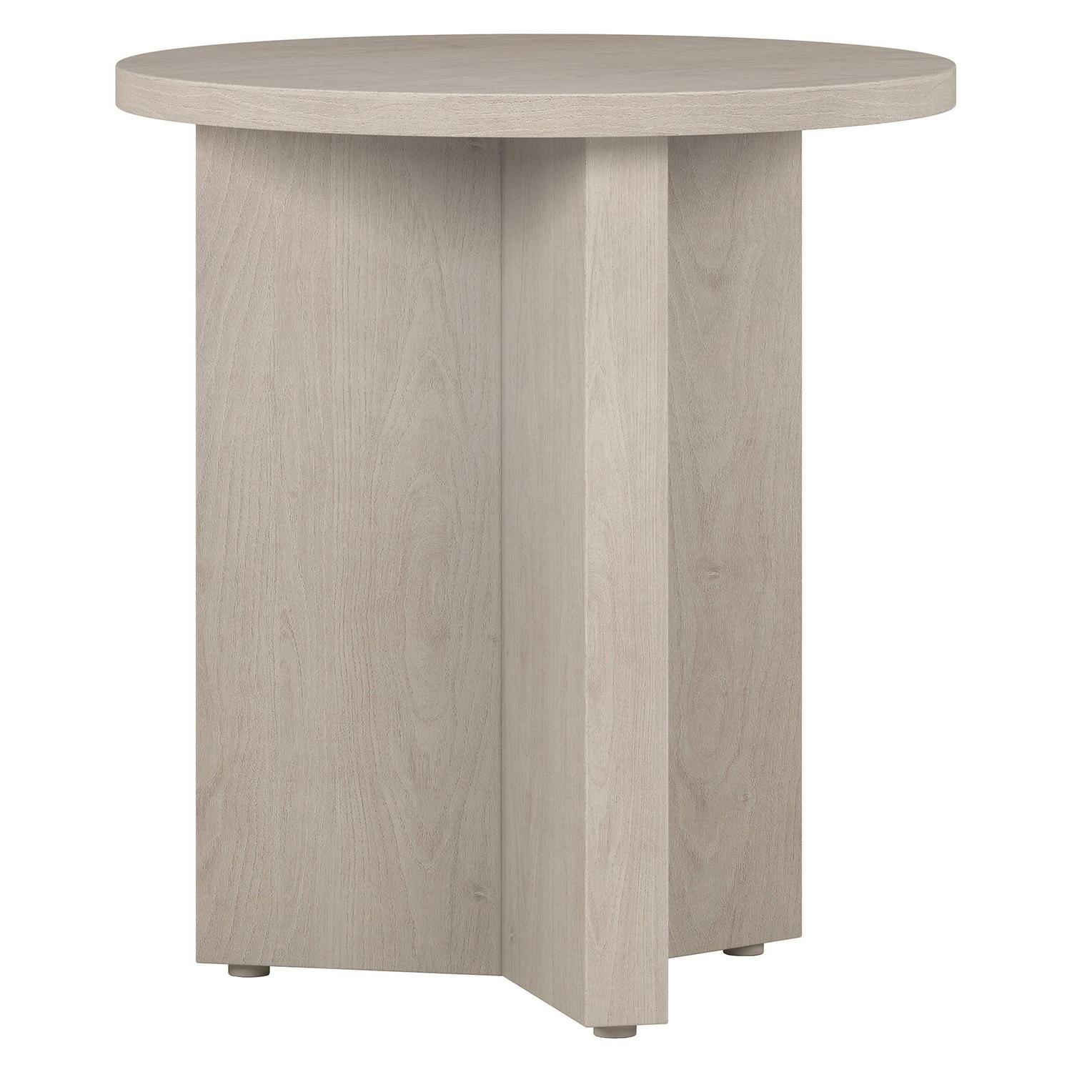 Evelyn&Zoe Anders 20" Wide Round Side Table, Alder White