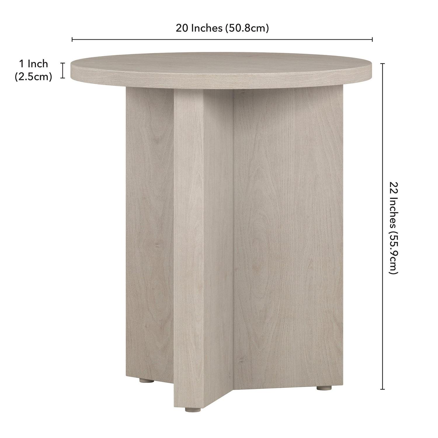 Evelyn&Zoe Anders 20" Wide Round Side Table, Alder White - Image 7