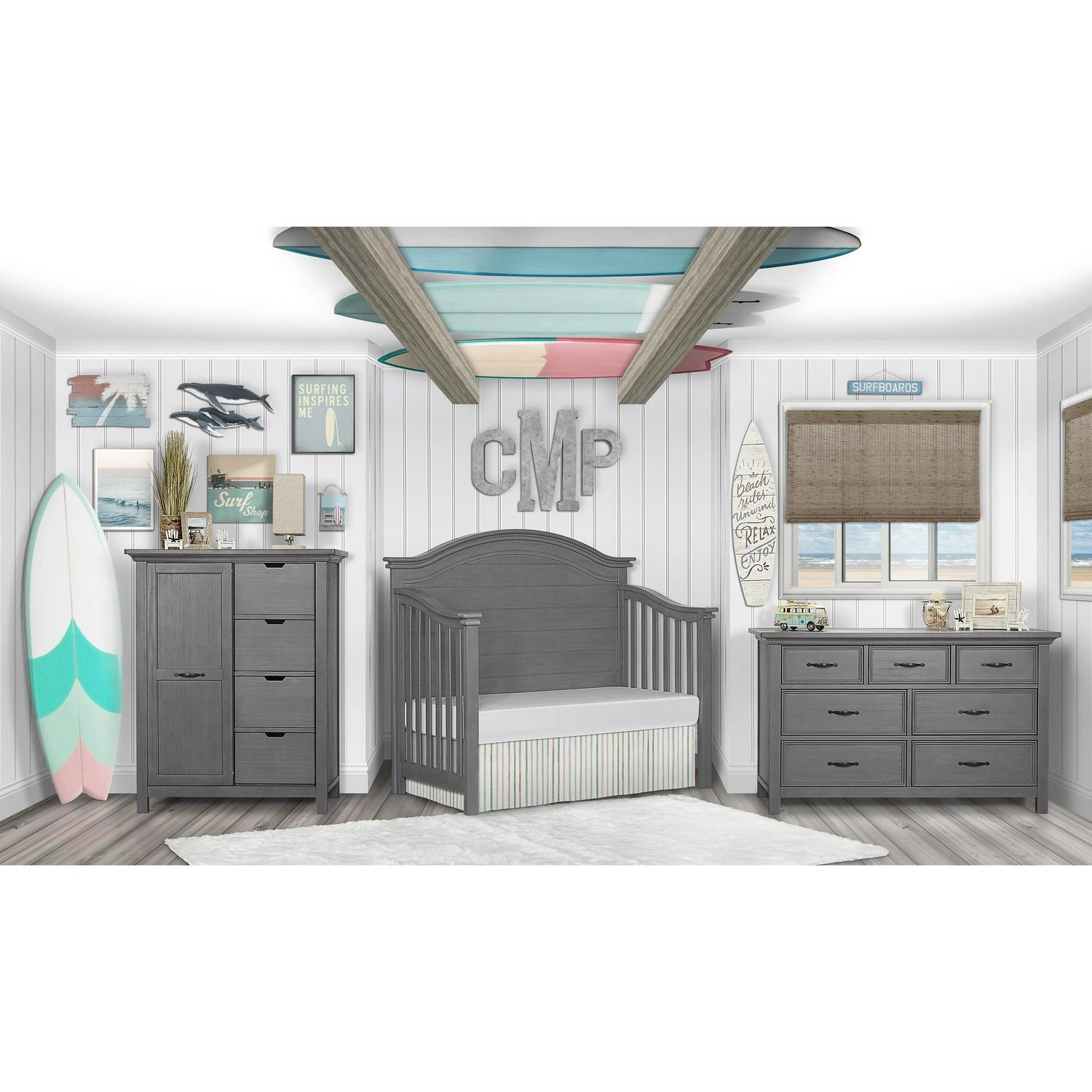 Evolur Belmar Curve 5-in-1 Convertible Crib in Rustic Grey, Greenguard Gold Certified - Image 13