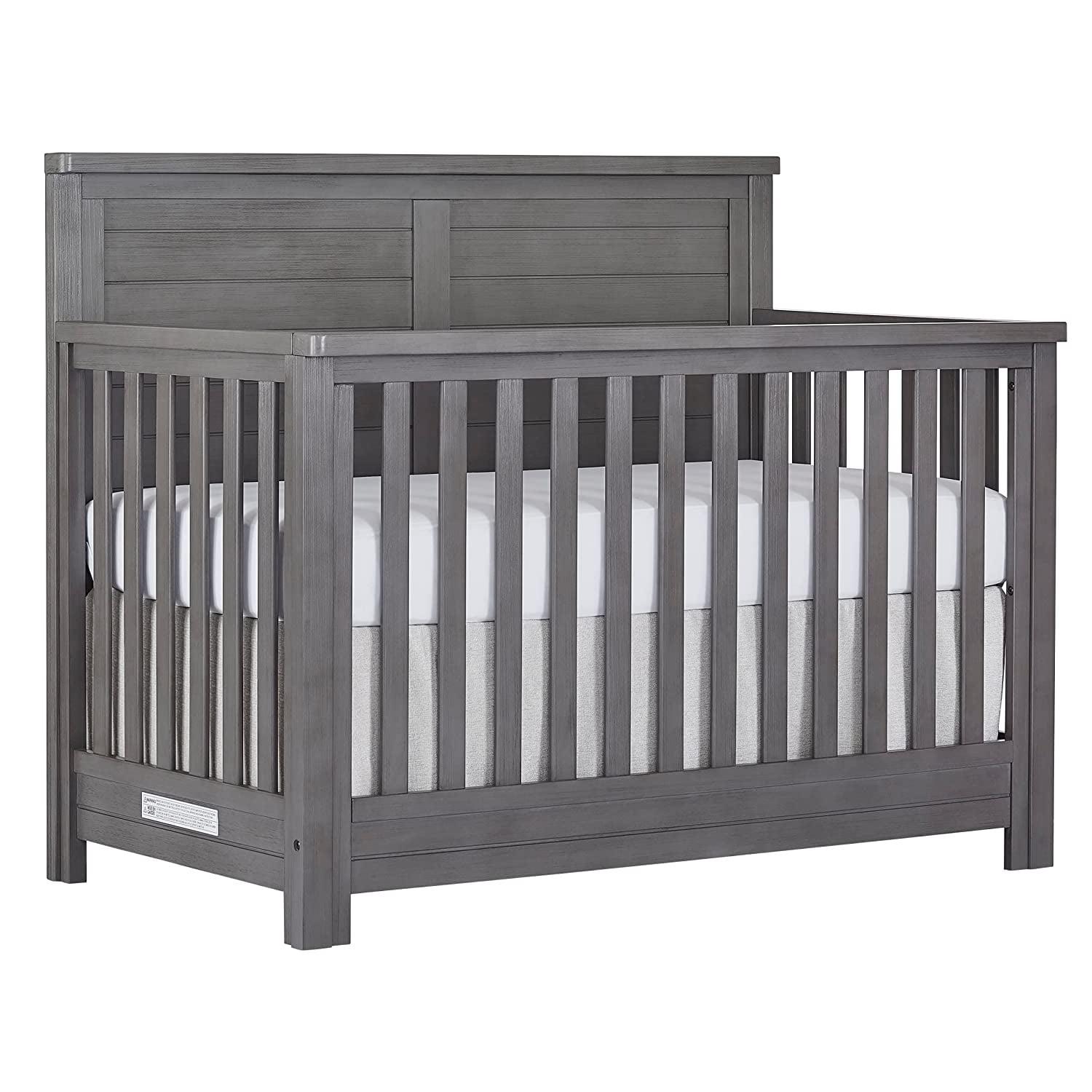 Evolur Belmar Flat 5-in-1 Convertible Crib, Rustic Grey