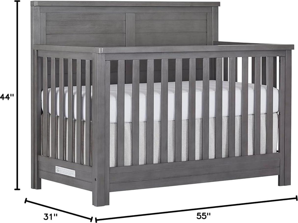 Evolur Belmar Flat 5-in-1 Convertible Crib, Rustic Grey - Image 10
