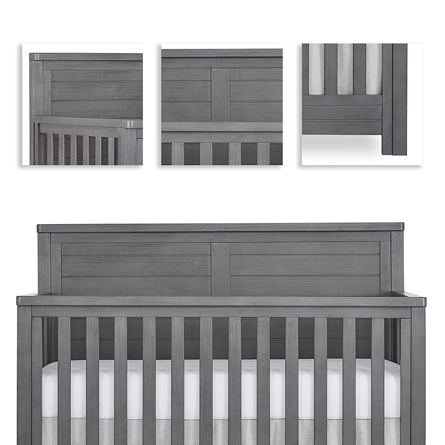 Evolur Belmar Flat 5-in-1 Convertible Crib, Rustic Grey - Image 8