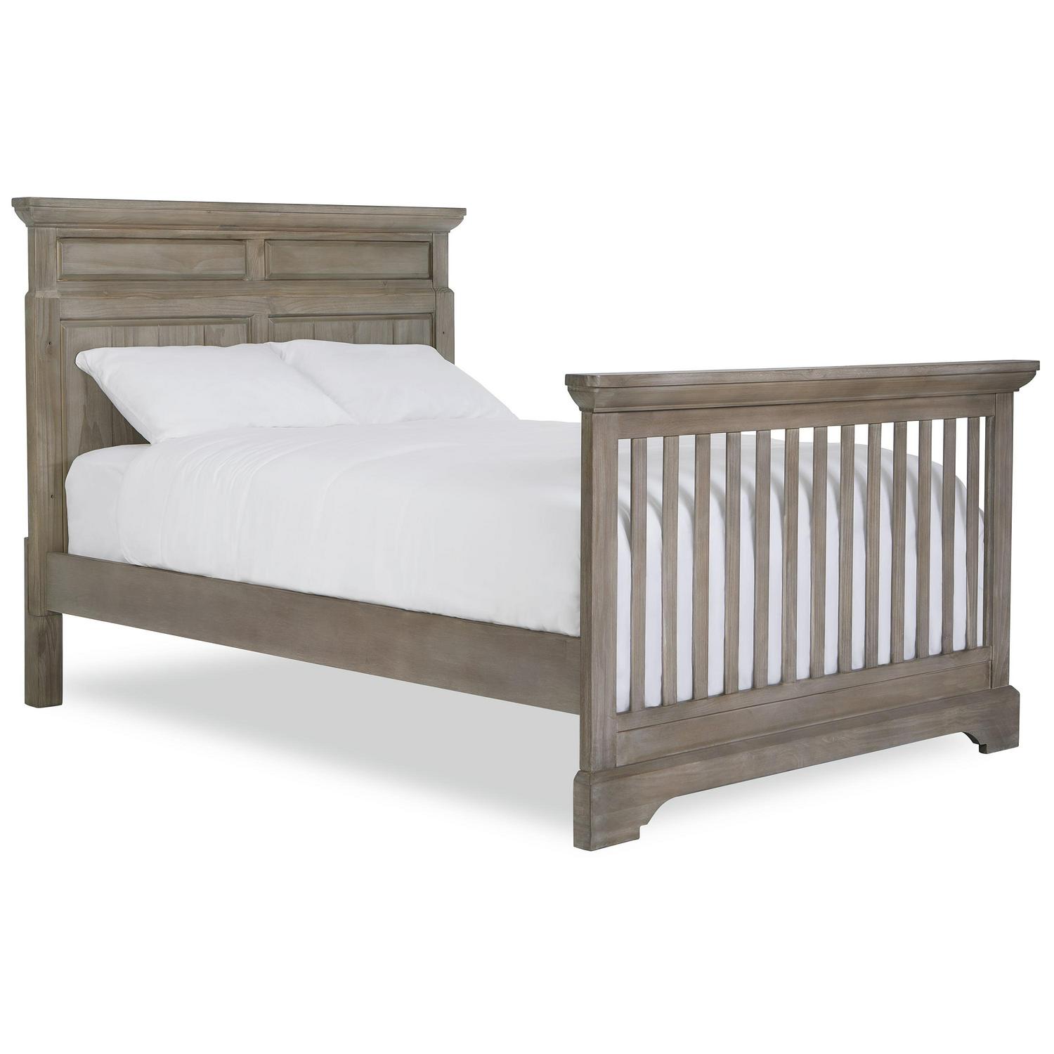 Evolur Convertible Crib Wooden Full Size Bed Rail, Windsor Oak Grey - Image 3