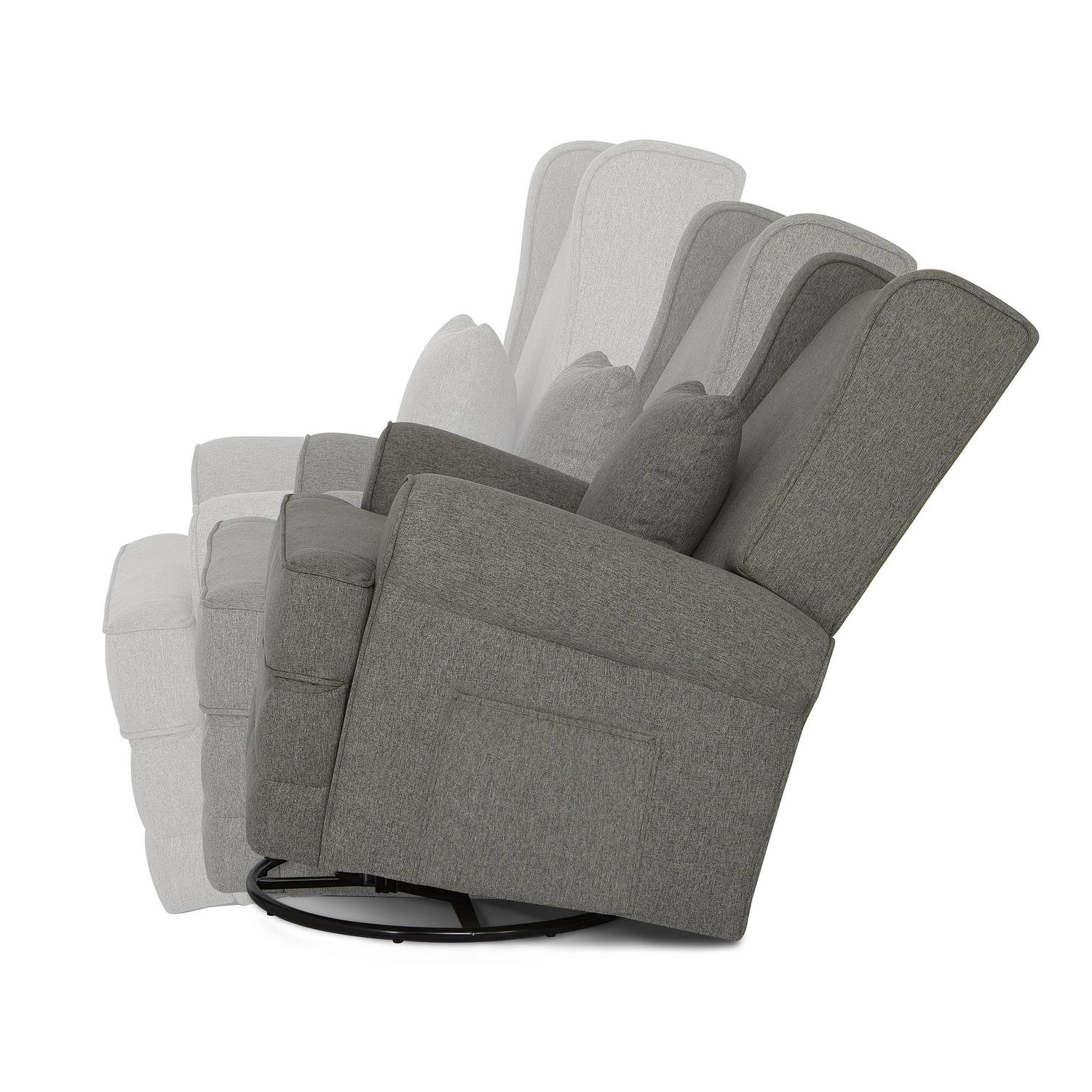 Evolur Melbourne Wing Back Swivel Glider I Nursery Glider I Durable Soft Fabric I Bonus Pillow In Iron - Image 19