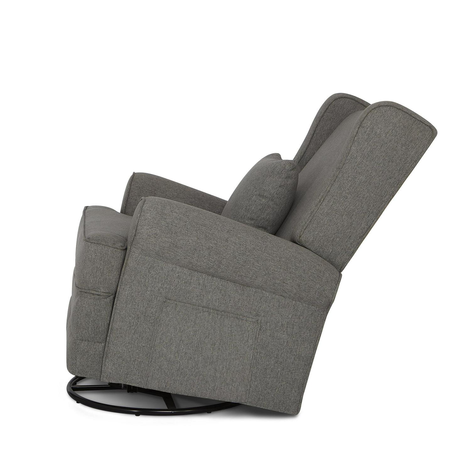 Evolur Melbourne Wing Back Swivel Glider I Nursery Glider I Durable Soft Fabric I Bonus Pillow In Iron - Image 17