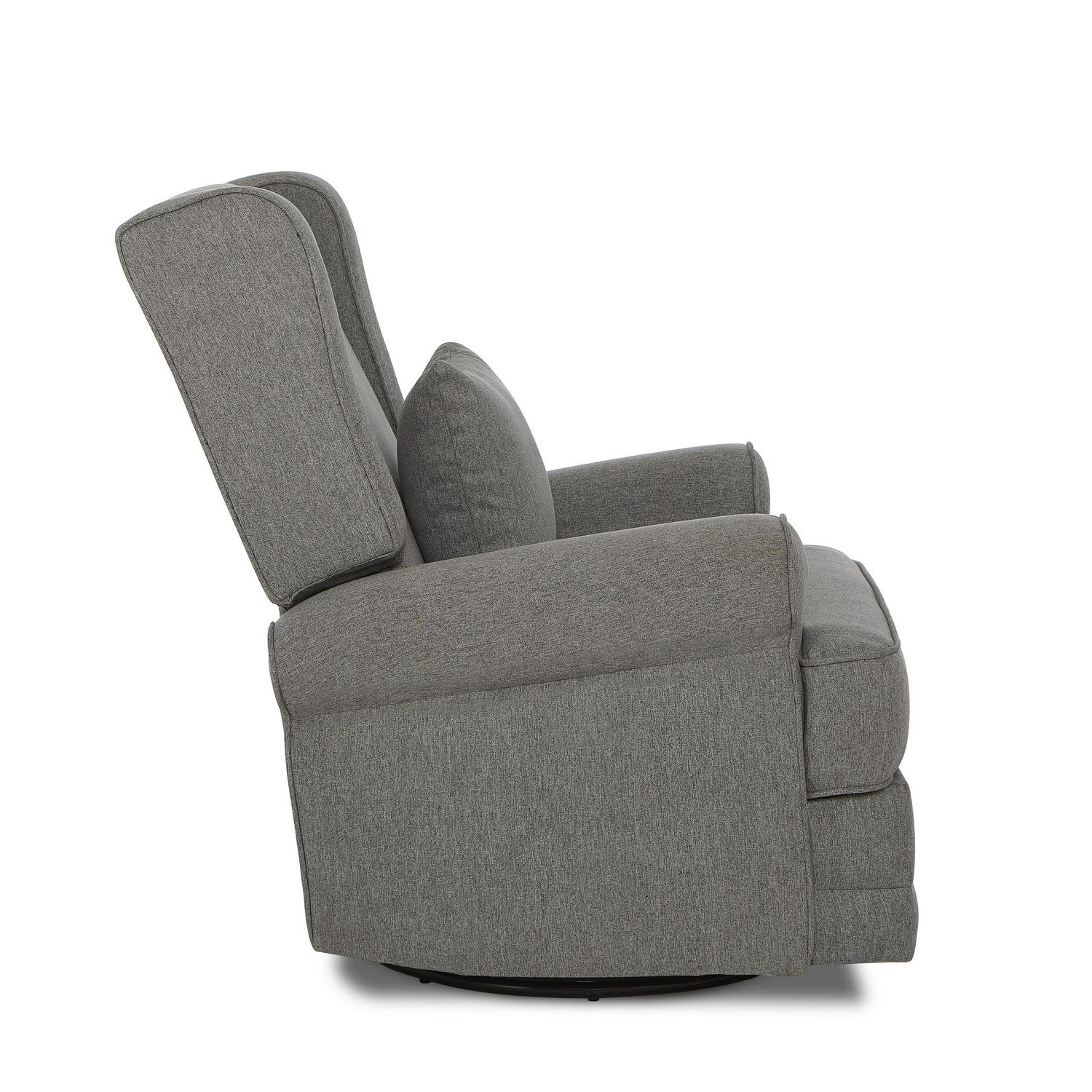 Evolur Melbourne Wing Back Swivel Glider I Nursery Glider I Durable Soft Fabric I Bonus Pillow In Iron - Image 20