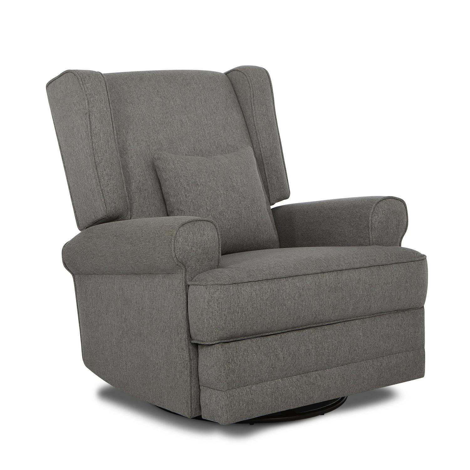 Evolur Melbourne Wing Back Swivel Glider I Nursery Glider I Durable Soft Fabric I Bonus Pillow In Iron - Image 7