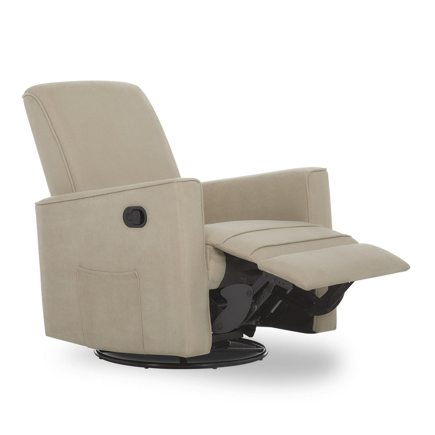 Evolur Raleigh Glider Recliner Fawn with High Backrest Support, Durable Polyester Fabric