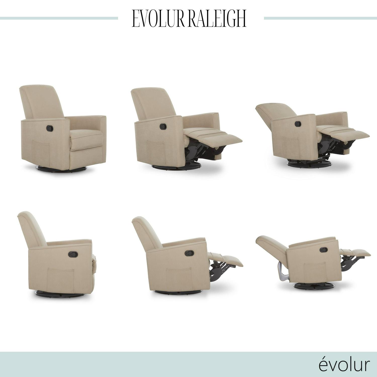 Evolur Raleigh Glider Recliner Fawn with High Backrest Support, Durable Polyester Fabric - Image 11