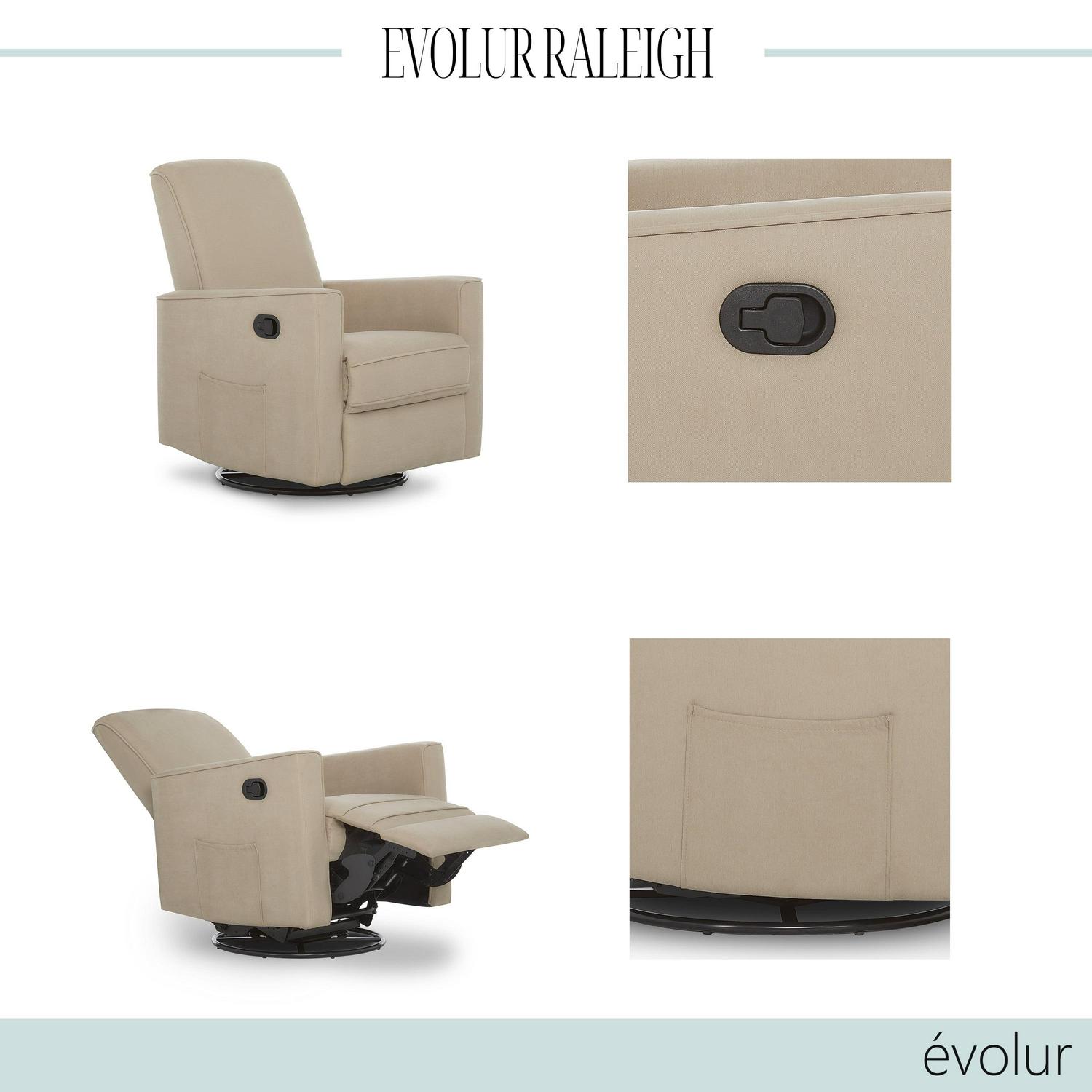 Evolur Raleigh Glider Recliner Fawn with High Backrest Support, Durable Polyester Fabric - Image 10