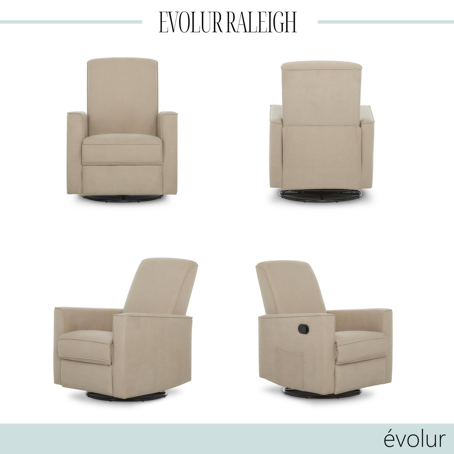 Evolur Raleigh Glider Recliner Fawn with High Backrest Support, Durable Polyester Fabric - Image 9