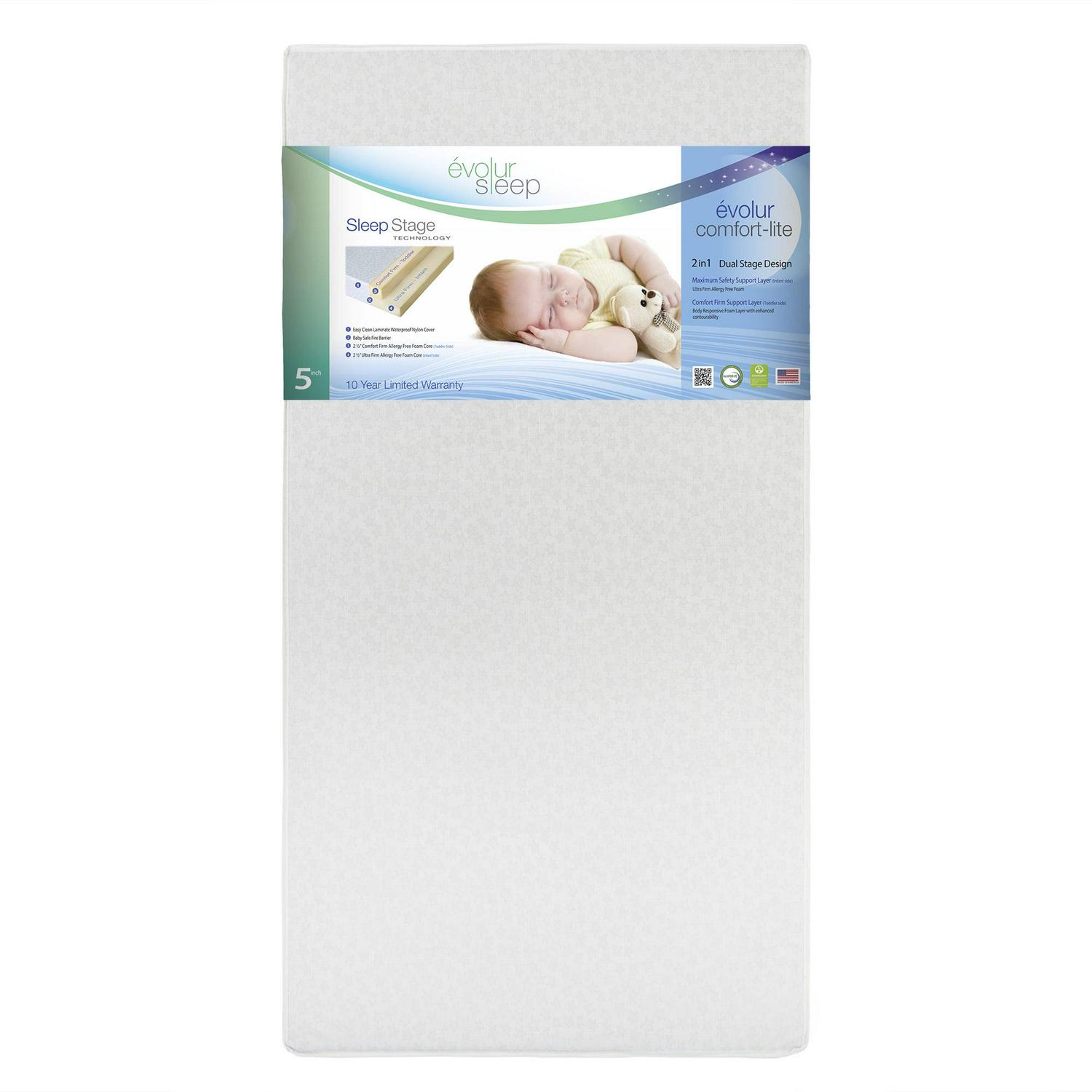 Evolur Sleep Breathable Dual Stage Comfort-Lite 5” Crib & Toddler Foam Mattress - Image 2