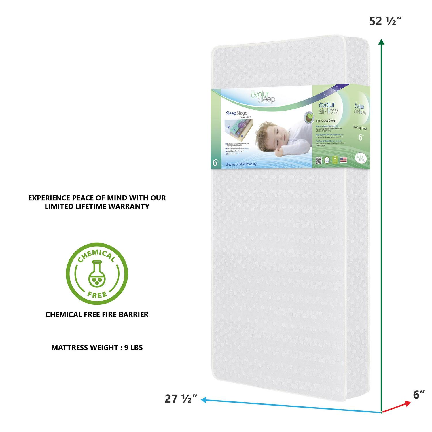 Evolur Sleep Triple Stage Air Flow Crib & Toddler Mattress - Image 3