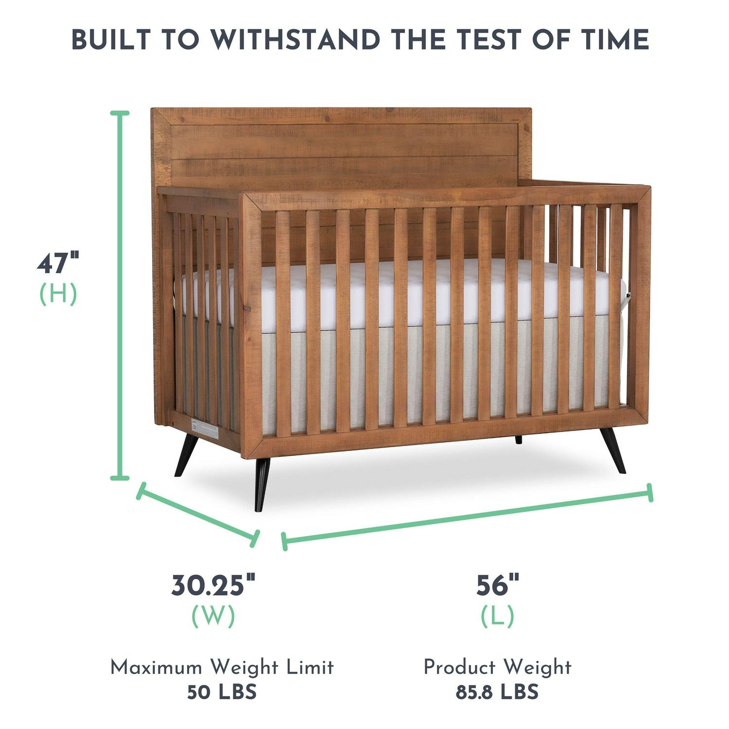Evolur Stilnovo Mid Century 4-in-1 Convertible Crib, Sugarcane - Image 4