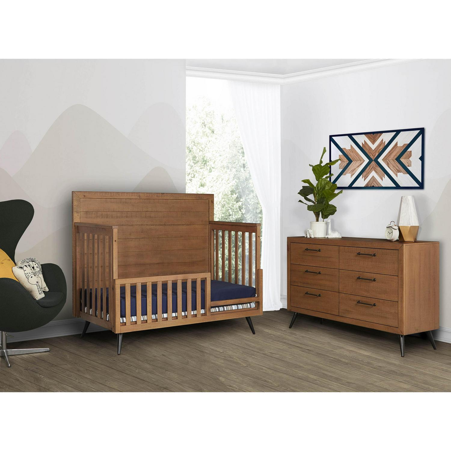 Evolur Stilnovo Mid Century 4-in-1 Convertible Crib, Sugarcane - Image 24