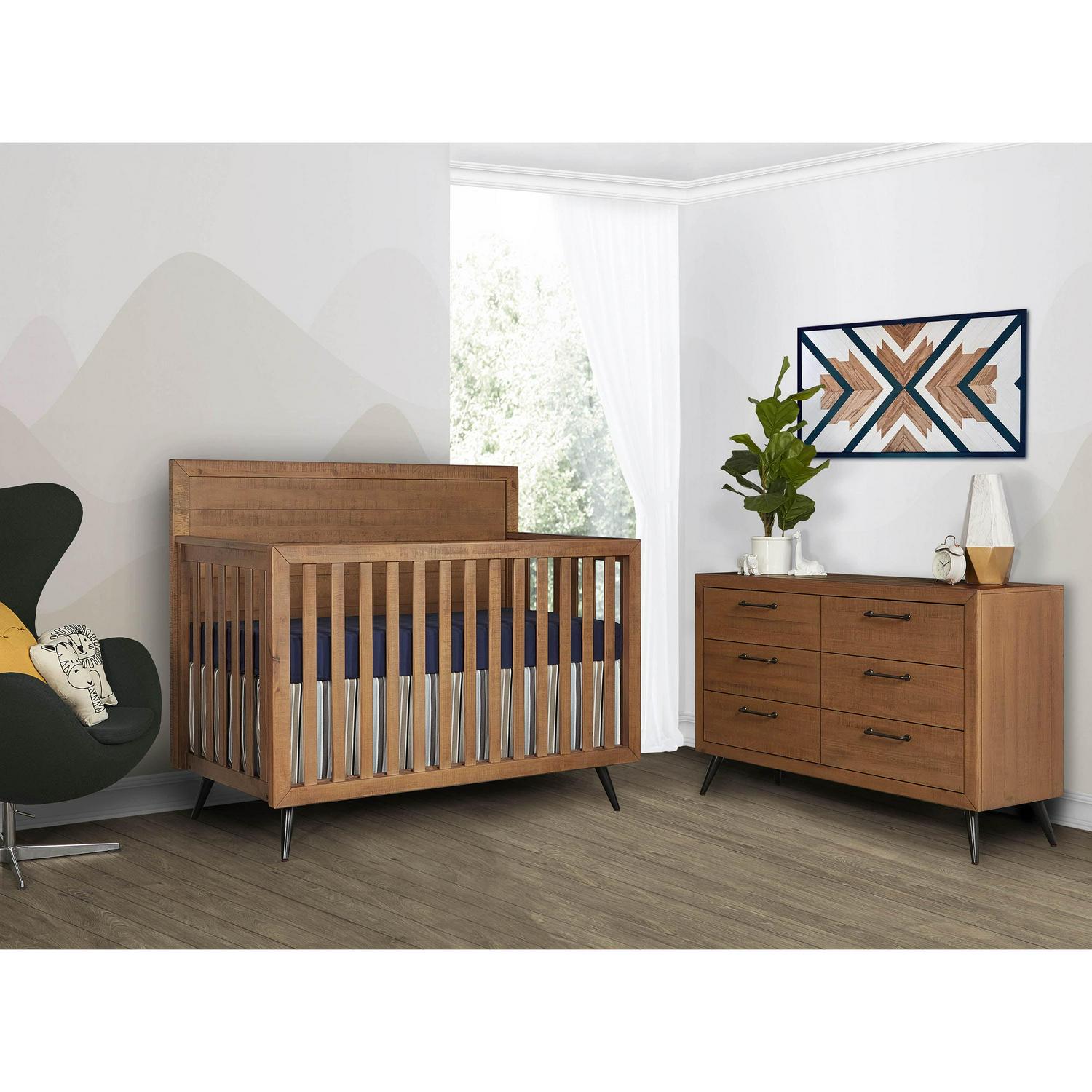 Evolur Stilnovo Mid Century 4-in-1 Convertible Crib, Sugarcane - Image 13