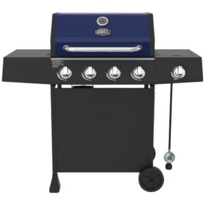 Expert Grill 4-Burner Propane Gas Grill with Wheels and Side Burner, Blue