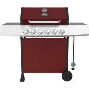 Expert Grill 6-Burner Propane Gas Grill with Wheels, Red