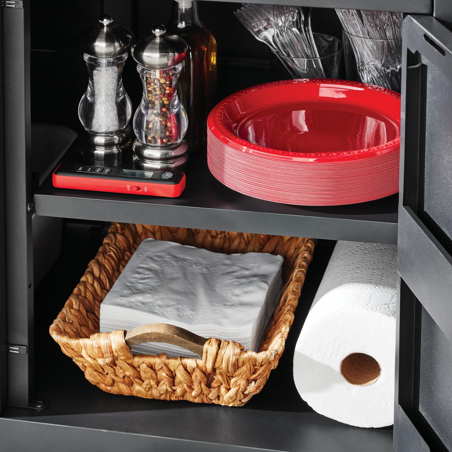 Expert Grill Outdoor BBQ Prep Cart with Wheels, Stainless Steel Top & Storage Shelves - Image 2