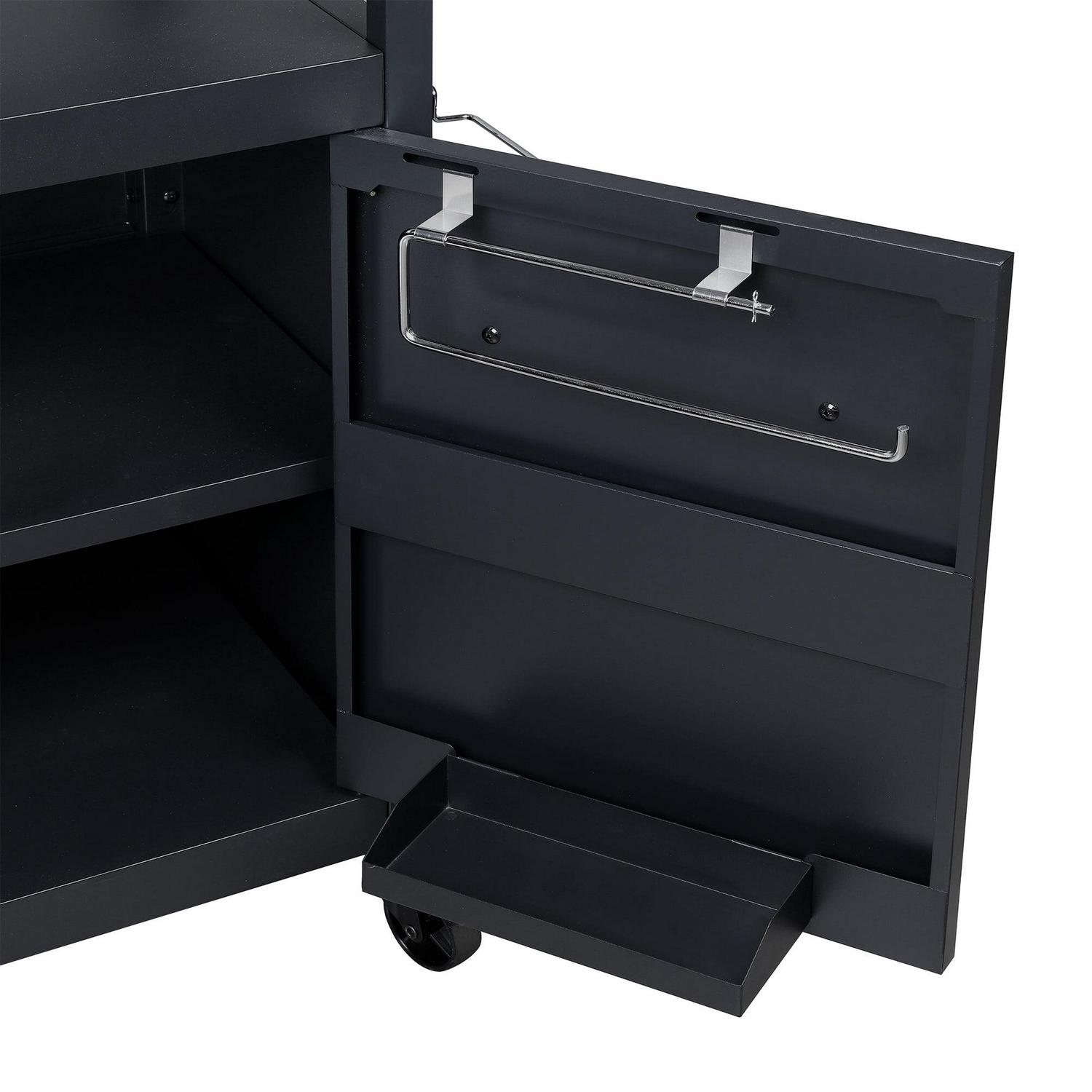 Expert Grill Outdoor BBQ Prep Cart with Wheels, Stainless Steel Top & Storage Shelves - Image 3