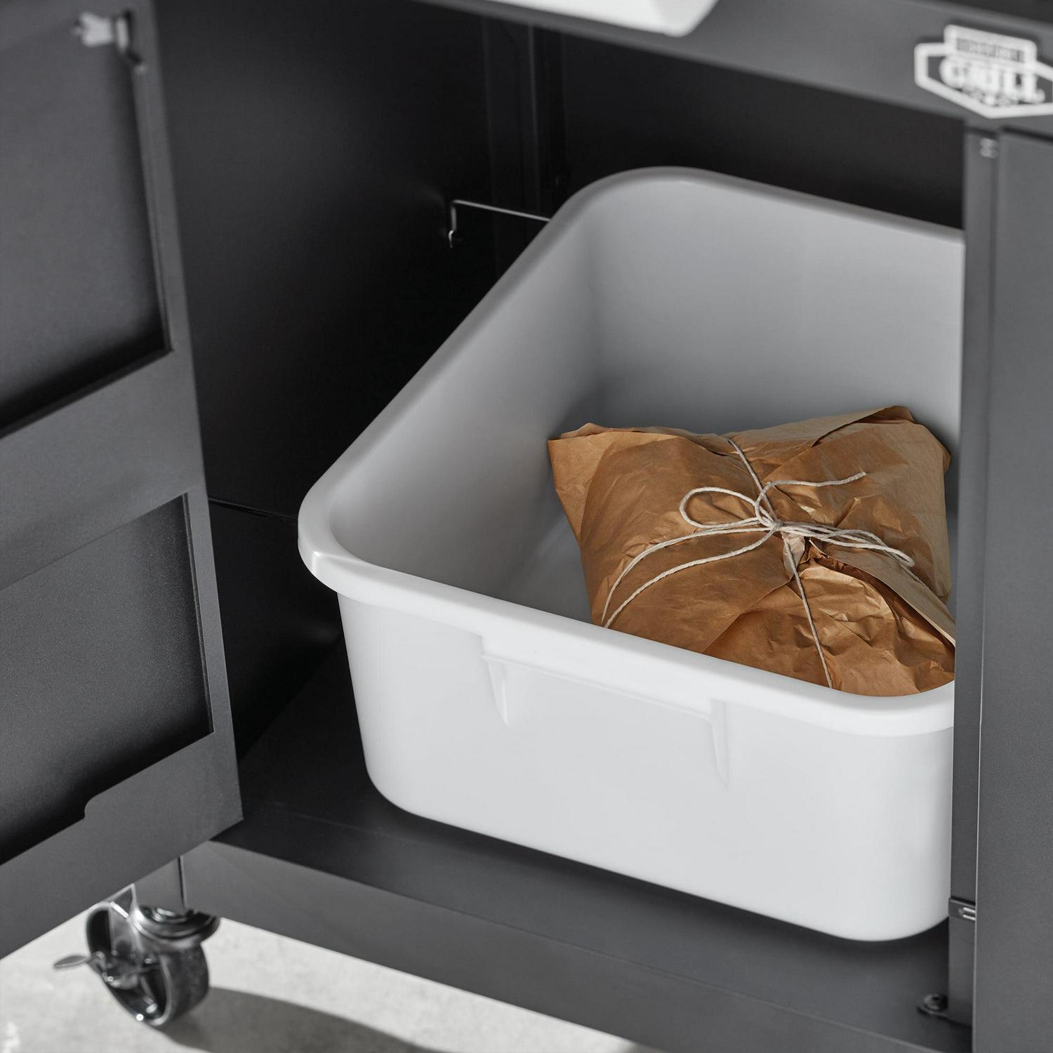 Expert Grill Outdoor BBQ Prep Cart with Wheels, Stainless Steel Top & Storage Shelves - Image 4