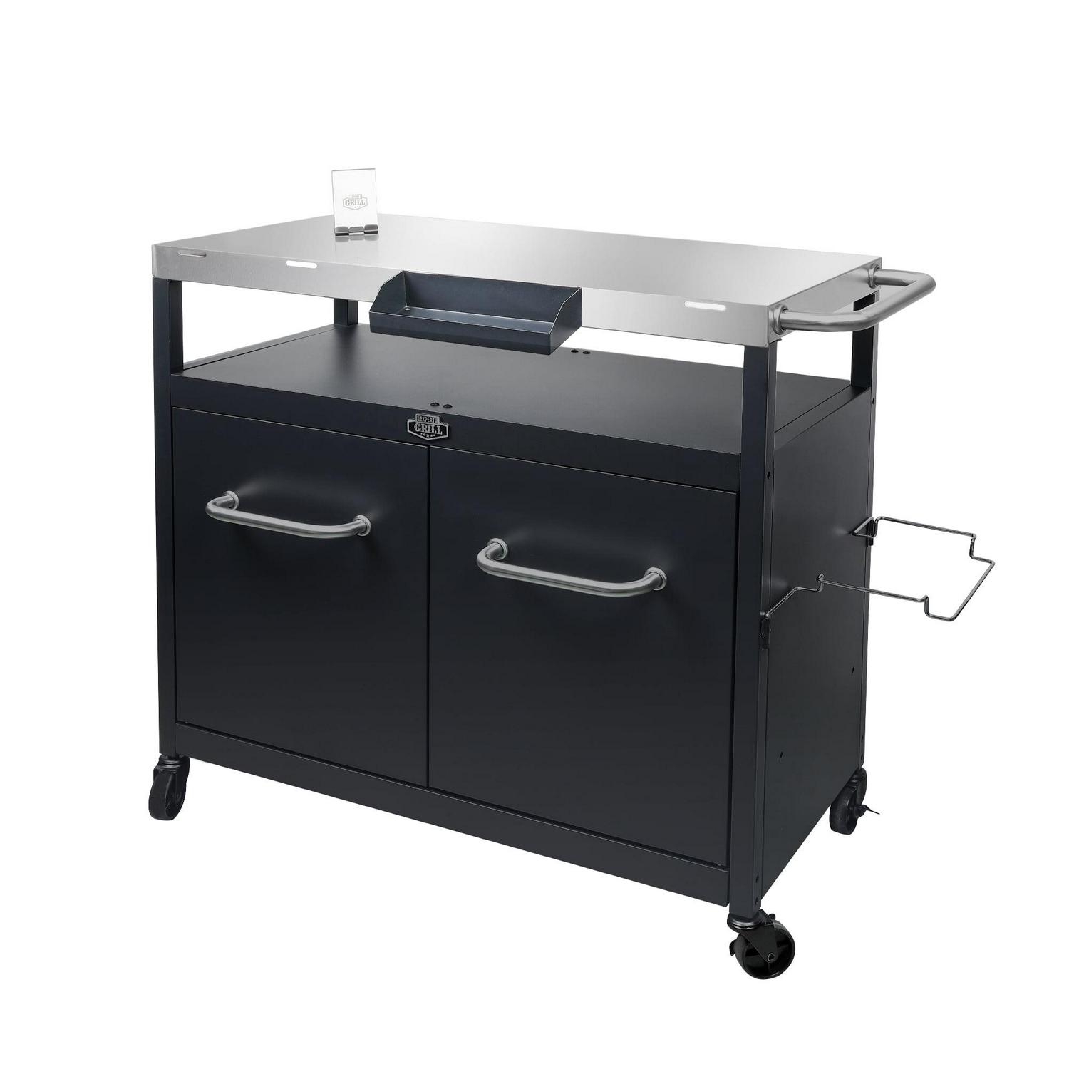 Expert Grill Outdoor BBQ Prep Cart with Wheels, Stainless Steel Top & Storage Shelves - Image 7