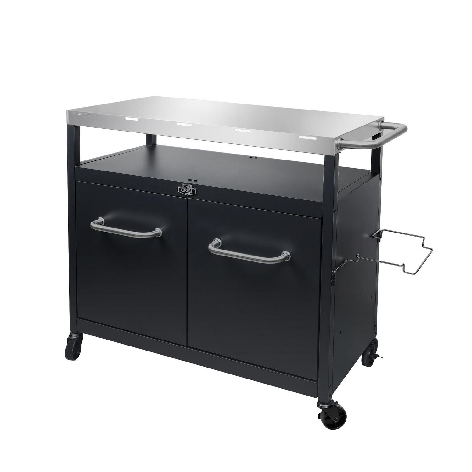 Expert Grill Outdoor BBQ Prep Cart with Wheels, Stainless Steel Top & Storage Shelves - Image 9