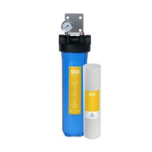 Express Water Whole House Water Filter, 1 Stage Home Water Filtration System, Sediment Filter, includes Pressure Gauges, Easy Release, and 1 Inch Connections.