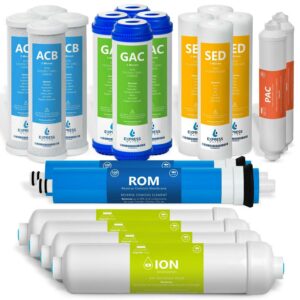 Express Water – 2 Year Deionization Reverse Osmosis System Replacement Filter Set – 20 Filters with 100 GPD RO Membrane – 10 inch Size Water Filters