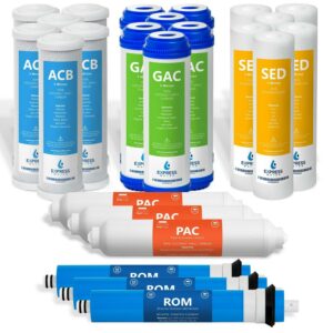 Express Water – 3 Year Reverse Osmosis System Replacement Filter Set – 24 Filters with 50 GPD RO Membrane – 10" Water Filters