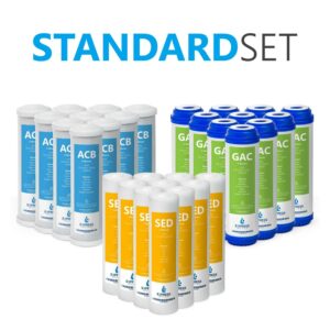 Express Water – Reverse Osmosis and Under Sink System Replacement Filter Set – 30 Filters with Carbon (GAC, ACB) Filters and Sediment (SED) Filters – 10 inch Standard Size Water Filters