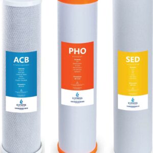 Express Water – Whole House Anti Scale Filter Set – 3 Stage Filtration Water Conditioner Replacement Kit – Sediment, Carbon Block, Polyphosphate High Capacity Cartridge – 5 Micron – 4.5” x 20” inch
