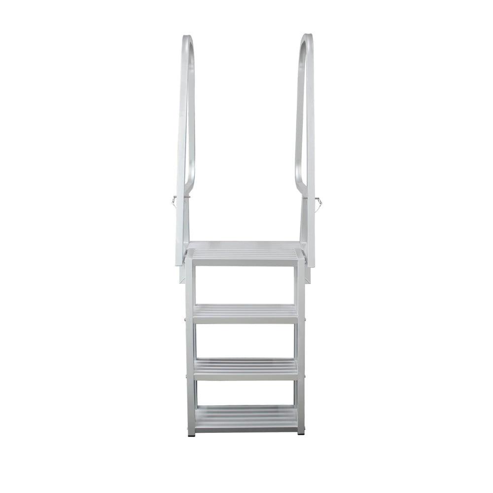 Extreme Max 3005.4116 Deluxe Aluminum Flip-Up Dock Ladder - 4-Step (18" x 5-3/8" Steps with 44" Railings) for Dock, Pools, Hot Tub - Image 3