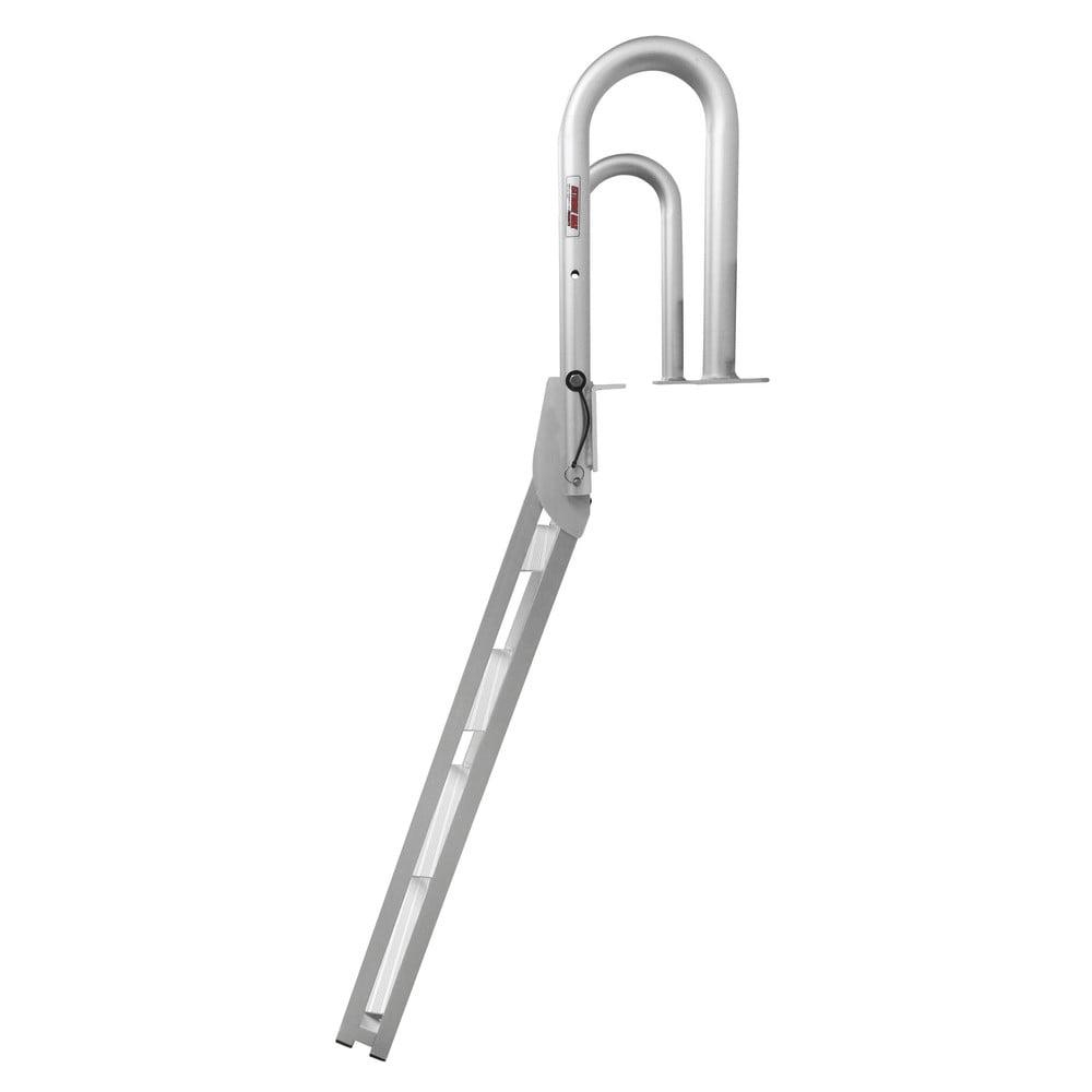 Extreme Max 3005.4227 Heavy-Duty Aluminum Slanted Flip-Up Dock Ladder with Comfort Use Round Tube Frame - 4-Step, 300 lbs. Weight Capacity - Image 6