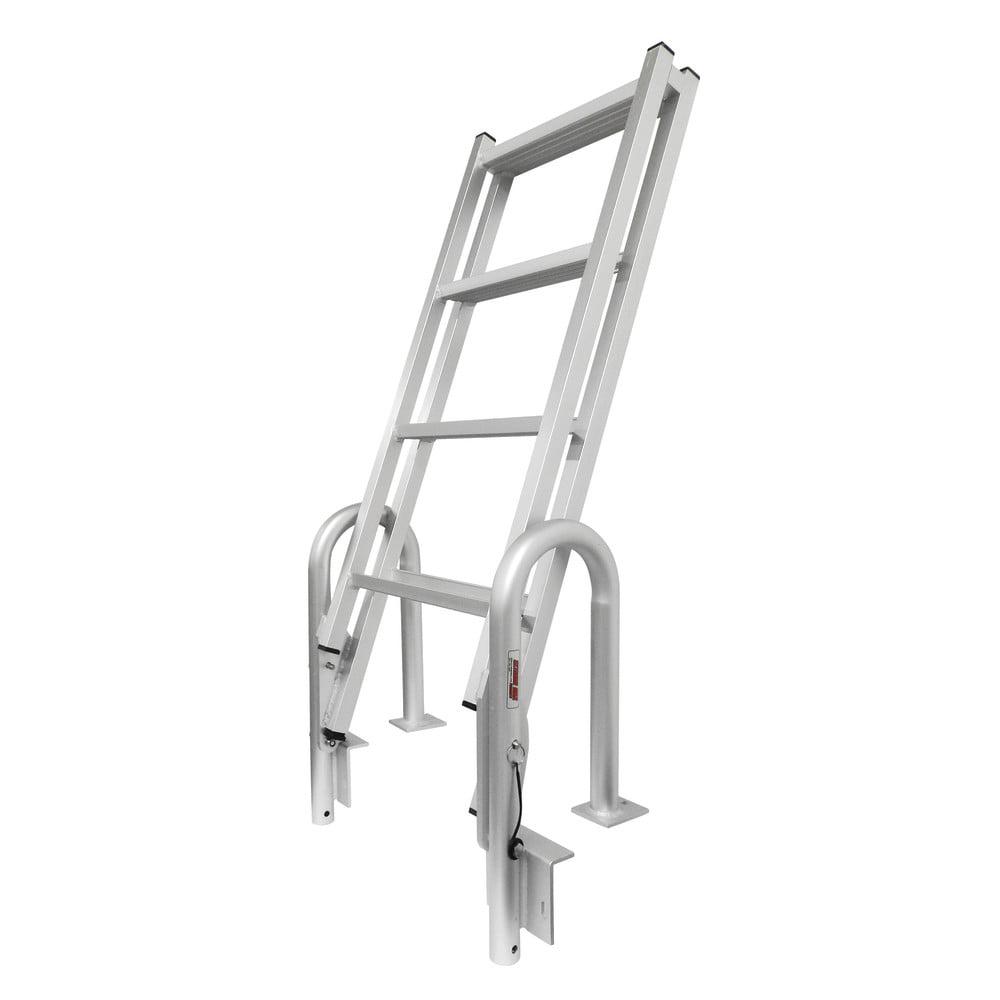 Extreme Max 3005.4227 Heavy-Duty Aluminum Slanted Flip-Up Dock Ladder with Comfort Use Round Tube Frame - 4-Step, 300 lbs. Weight Capacity - Image 3