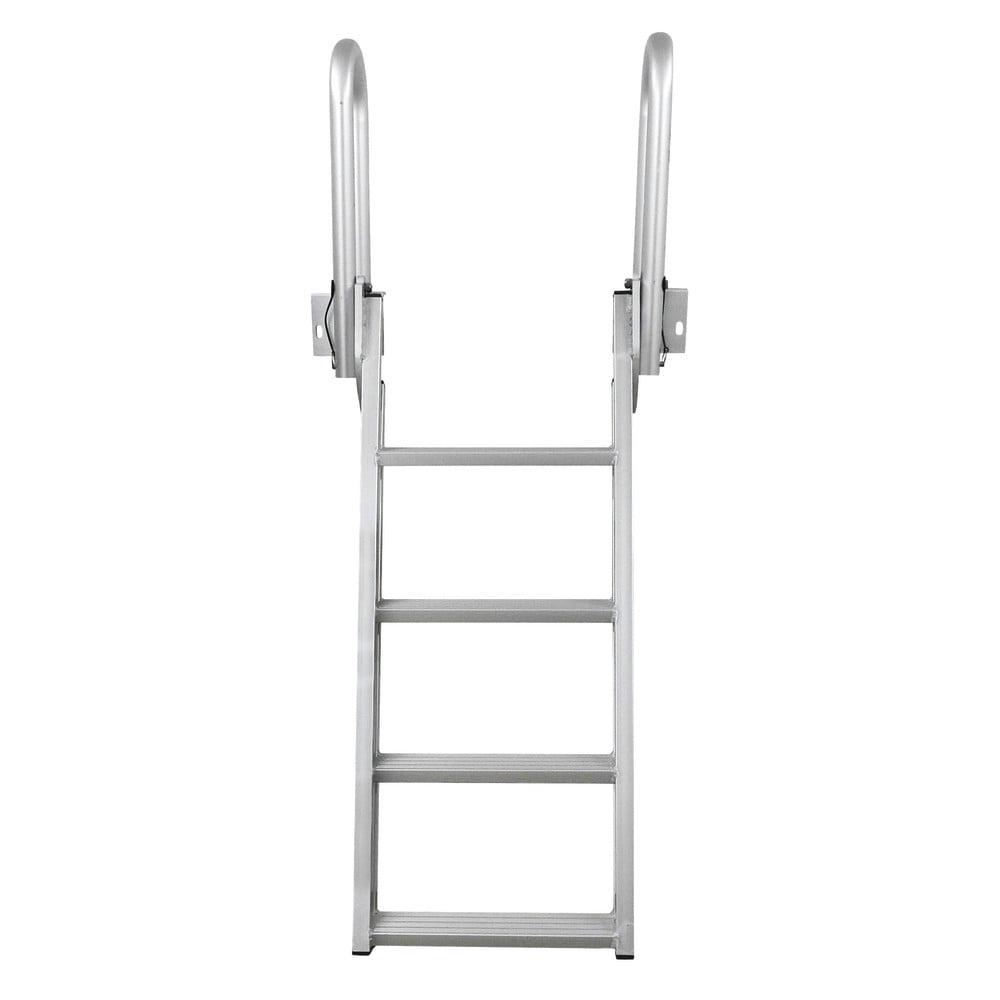 Extreme Max 3005.4227 Heavy-Duty Aluminum Slanted Flip-Up Dock Ladder with Comfort Use Round Tube Frame - 4-Step, 300 lbs. Weight Capacity - Image 4