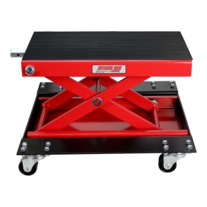 Extreme Max 5001.5059 Wide Motorcycle Scissor Jack with Dolly - 1100 lbs.