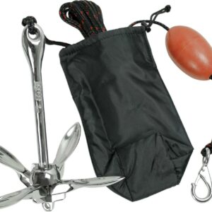 Extreme Max 3006.6702 BoatTector Complete Stainless Steel Grapnel Anchor Kit for Small Boats, Kayaks, PWC, Jet Ski, SUP, etc. - 3.5 lbs.