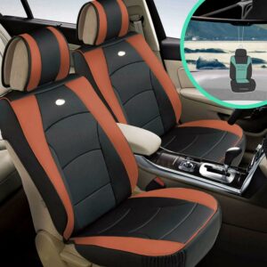 FH Group Leatherette Car Seat Covers, Universal Fit Front Set Brown with Air Freshener