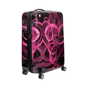 Atomic 24 Inch Rolling Luggage, Neon Laser Hardshell Suitcase with Wheels, Pink