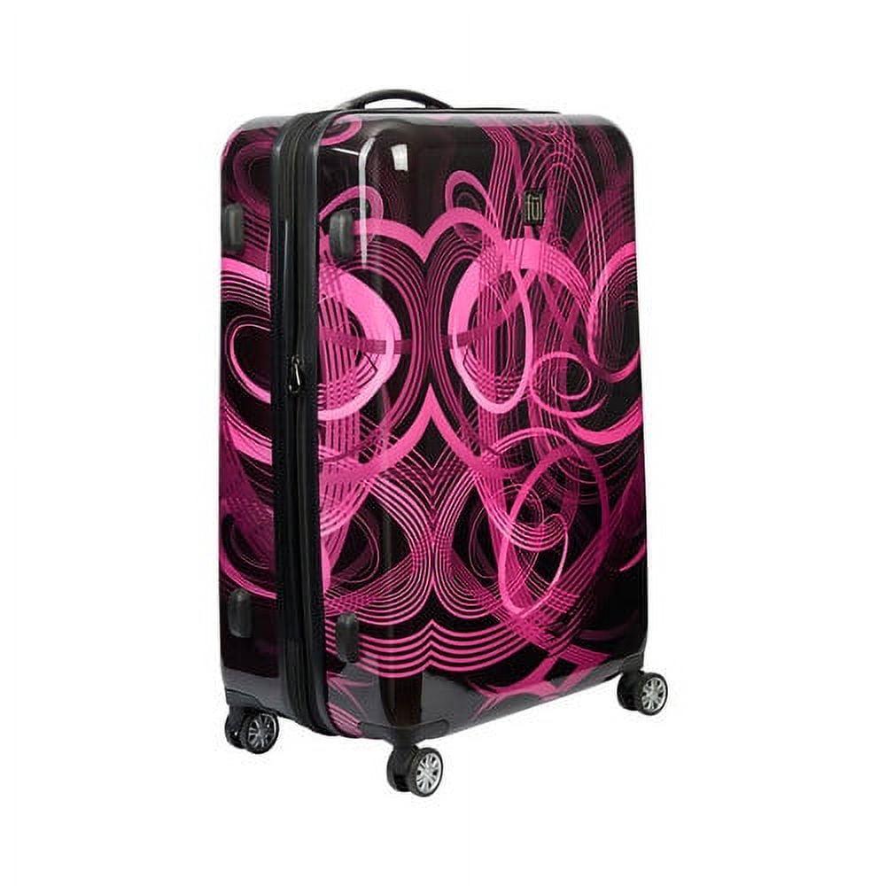 Atomic 24 Inch Rolling Luggage, Neon Laser Hardshell Suitcase with Wheels, Pink