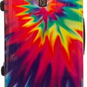 Tie Dye 24 Inch Rolling Luggage, Rainbow Swirl Hardshell Suitcase with Wheels, Tie-Dye