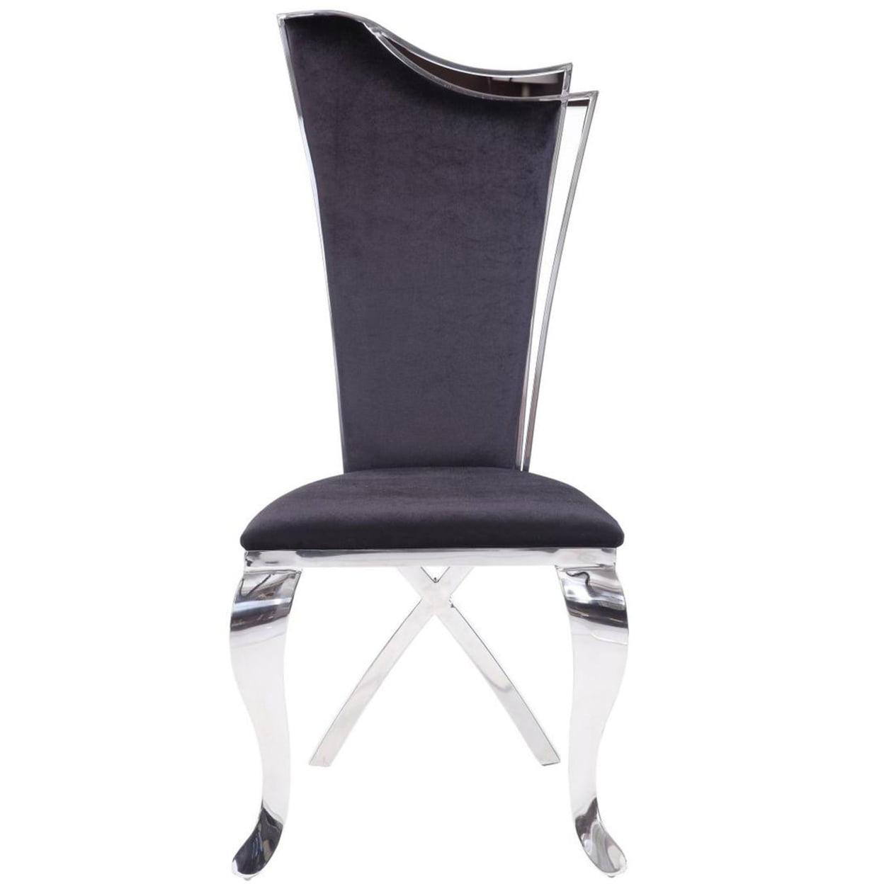 ACME Cyrene Side Chair (Set of 2) in Fabric and Stainless Steel - Image 2