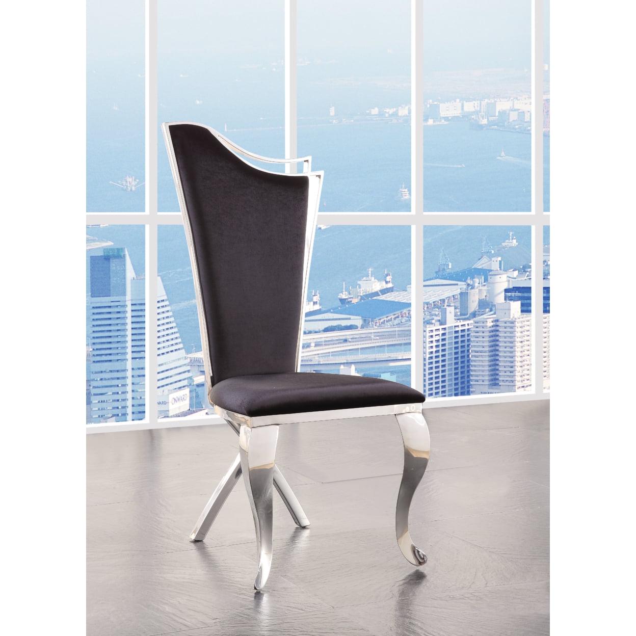 ACME Cyrene Side Chair (Set of 2) in Fabric and Stainless Steel - Image 6